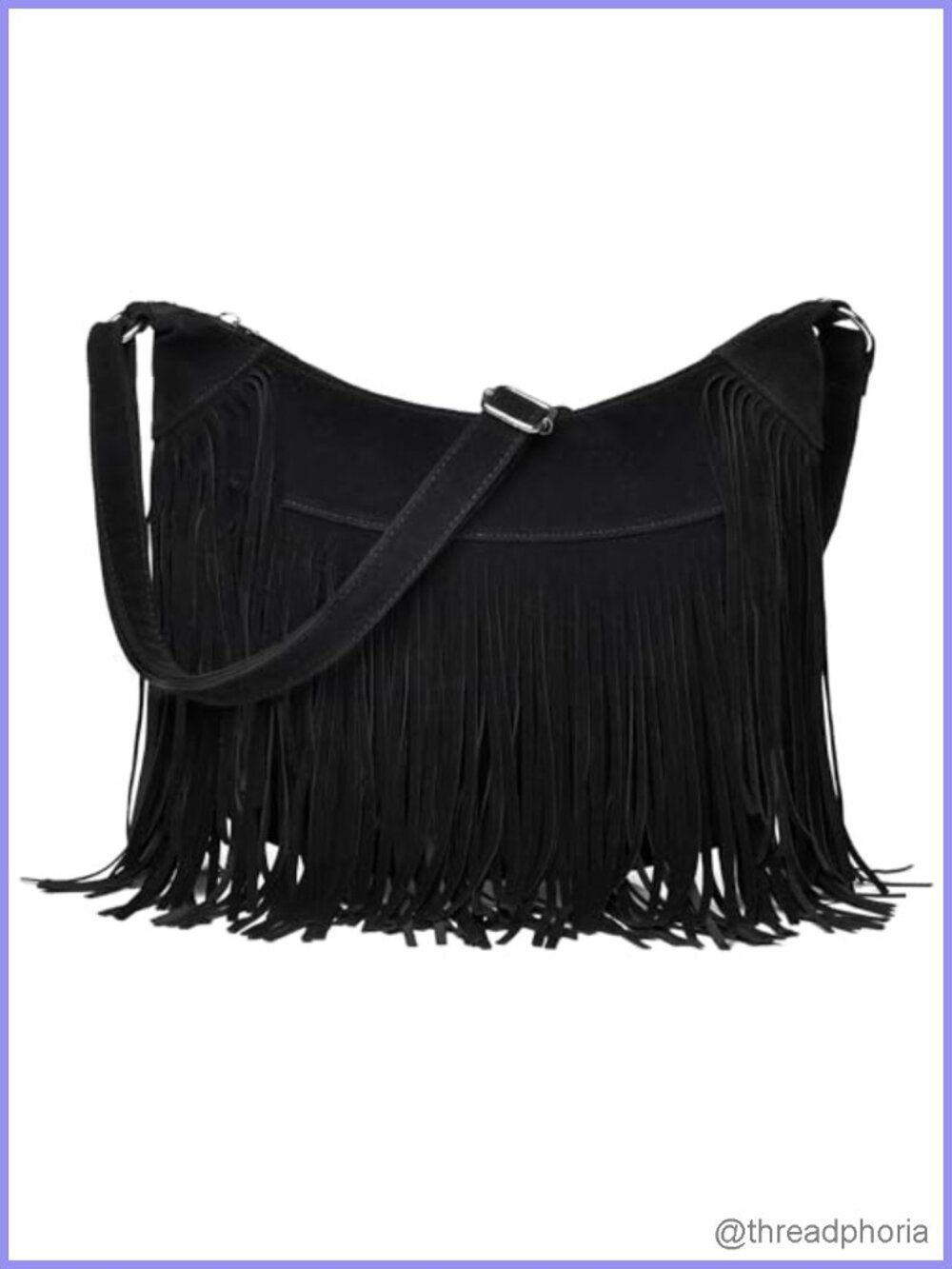 Vegan Suede Fringe Hobo Crossbody Purse with Adjustable Strap Multi Pocket